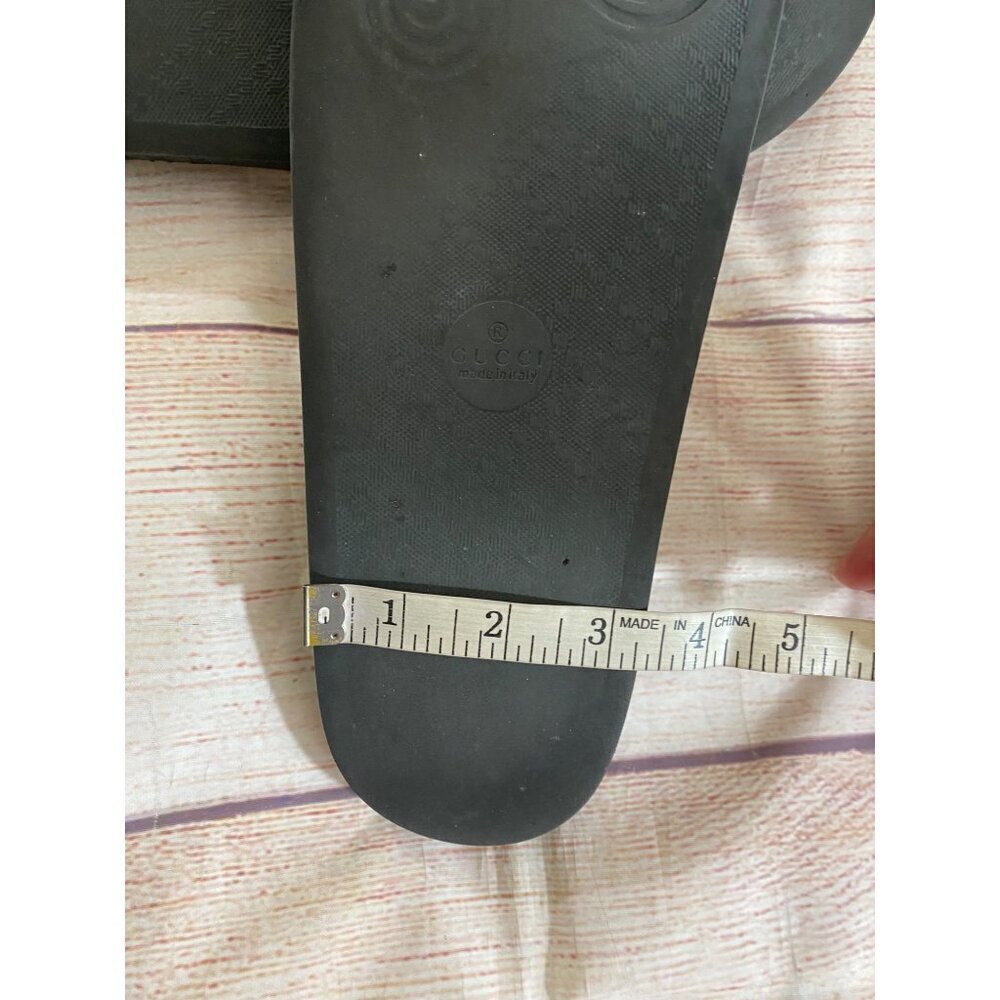 Gucci Men's Authentic Wolf GG Logo Print Brown Black Sandals Slides - 9 - Picture 13 of 16